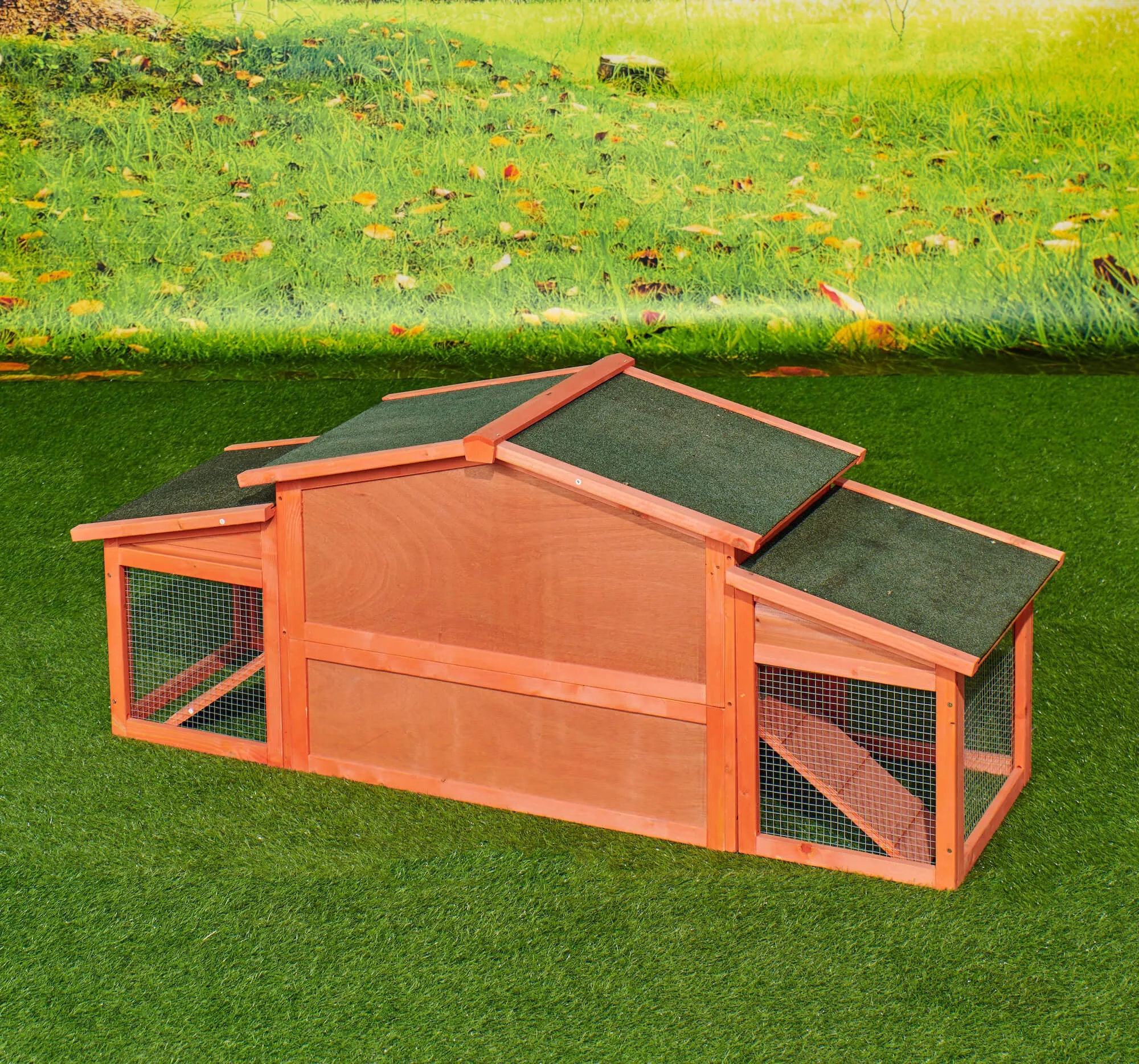 Large Wooden Rabbit Hutch Small Animal House with 2 Run Play Area