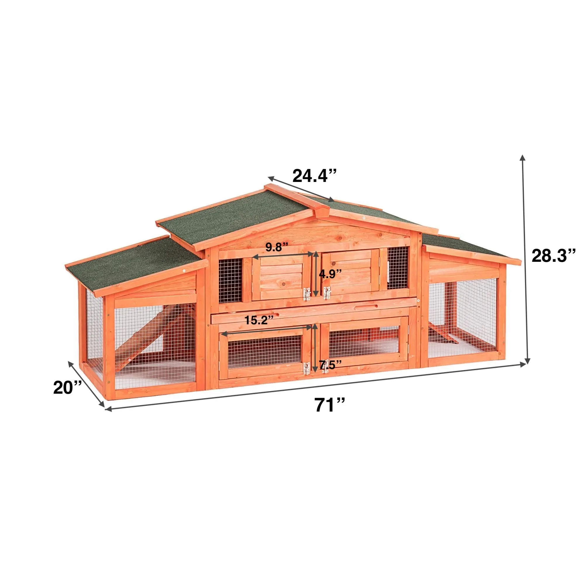 Large Wooden Rabbit Hutch Small Animal House with 2 Run Play Area