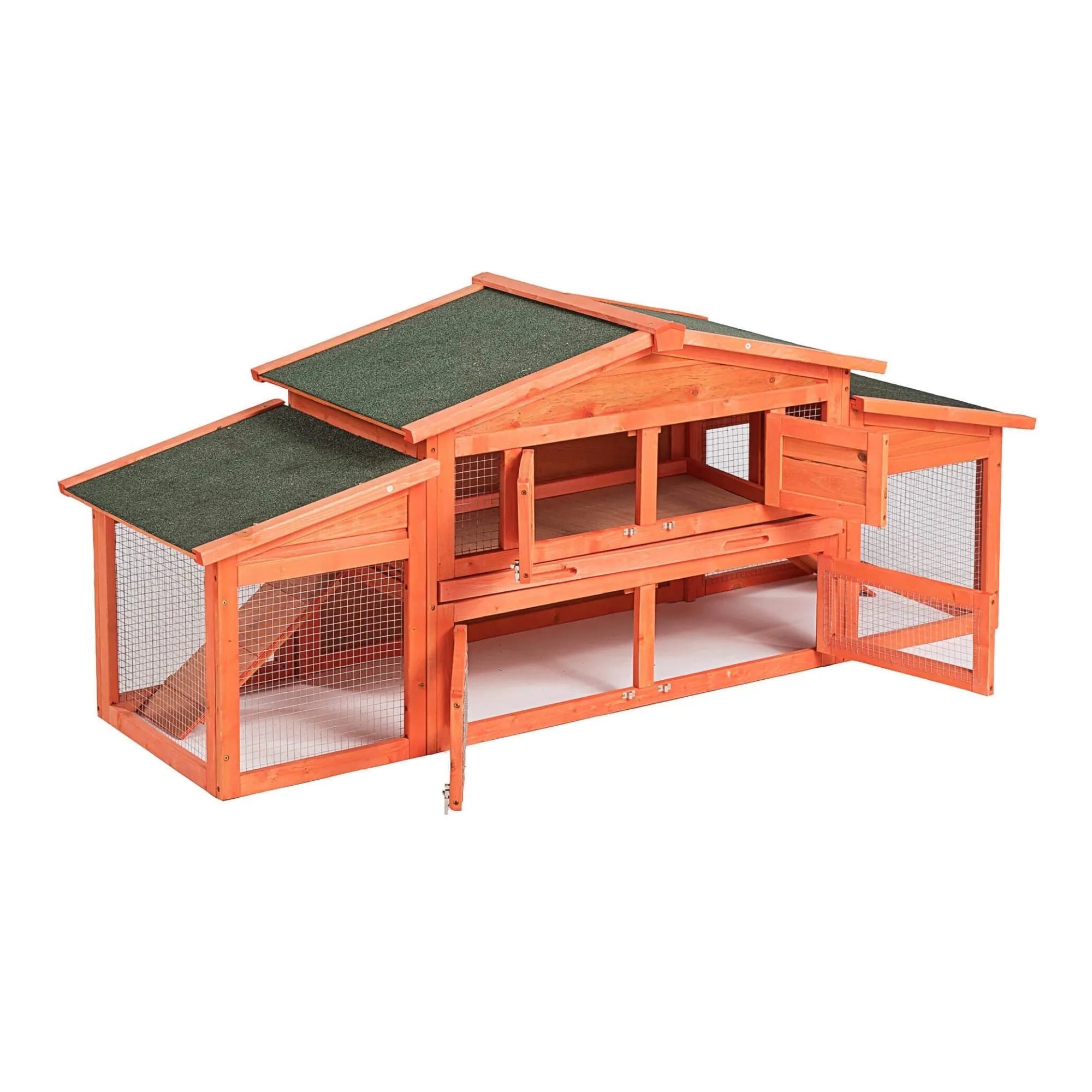 Large Wooden Rabbit Hutch Small Animal House with 2 Run Play Area
