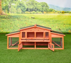 Large Wooden Rabbit Hutch Small Animal House with 2 Run Play Area