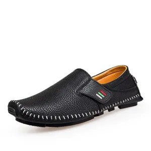 Leather Men Moccasins Soft Casual Loafers handmade Leisure shoes Breathable Slip-On flats Comfortable for drive white