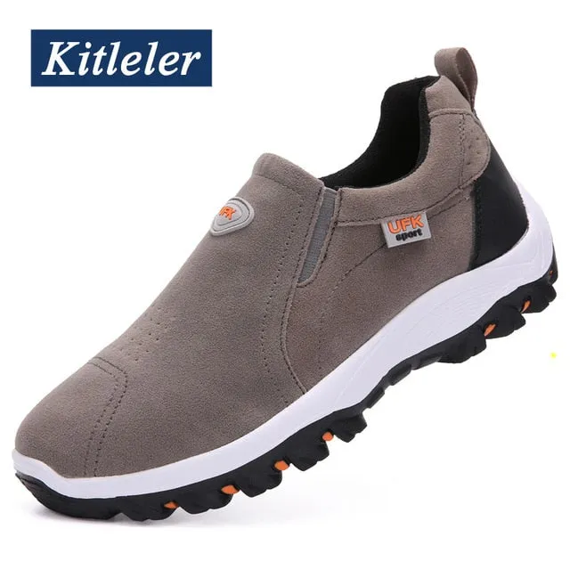 Lightweight Men Casual Shoes  Fashion Men Loafers Slip-on Suede Leather Shoes Outdoor Non-slip Walking Loafers Zapatillas Hombre