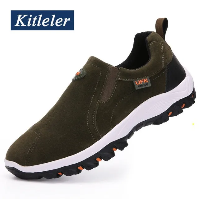 Lightweight Men Casual Shoes  Fashion Men Loafers Slip-on Suede Leather Shoes Outdoor Non-slip Walking Loafers Zapatillas Hombre