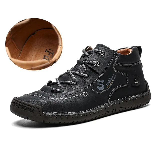 Luxury Leather Shoes Men Sneakers Trainers Lace-up Flats Driving Casual Comfort Loafers handmade sewing Footwear