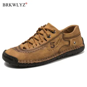 Luxury Leather Shoes Men Sneakers Trainers Lace-up Flats Driving Casual Comfort Loafers handmade sewing Footwear