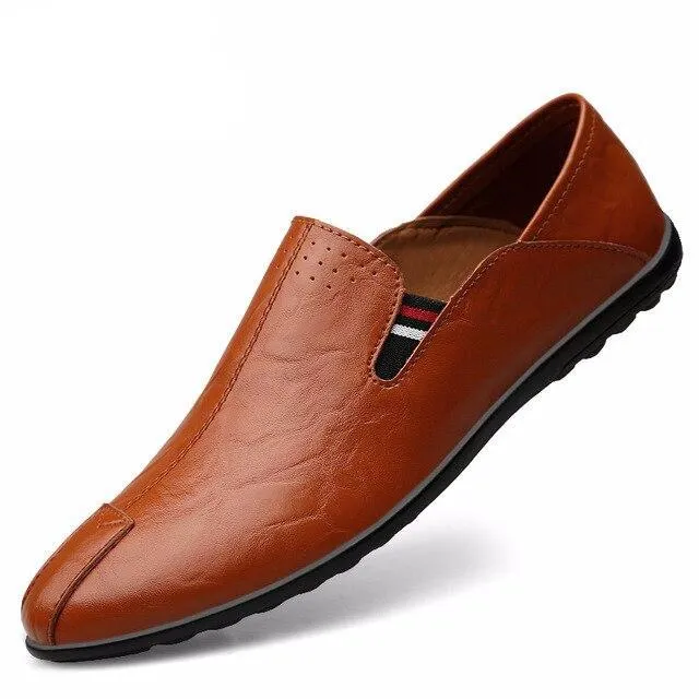 Luxury Mens Leather Shoes Casual Summer Men Loafers Genuine Leather Mocasines Hombre Driving Shoes Slip On Boat Shoes