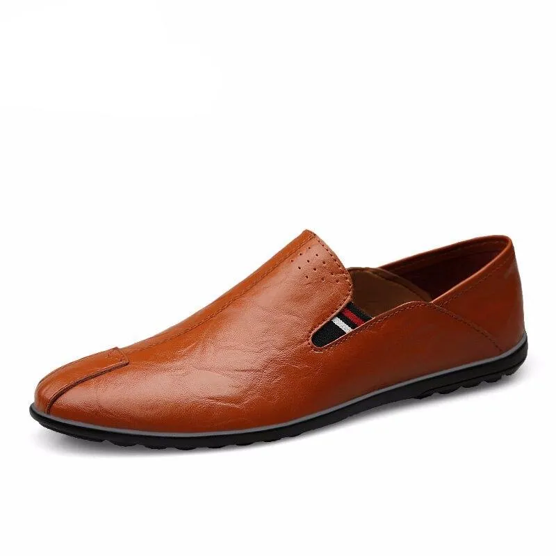 Luxury Mens Leather Shoes Casual Summer Men Loafers Genuine Leather Mocasines Hombre Driving Shoes Slip On Boat Shoes