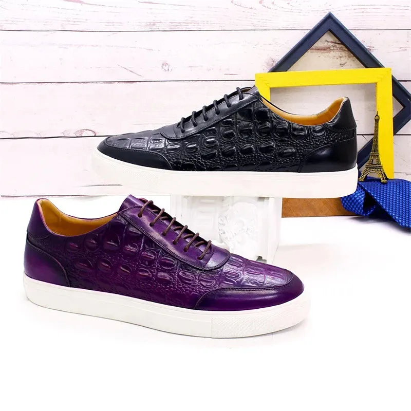 Luxury purple casual leather shoes men's cowhand shoes