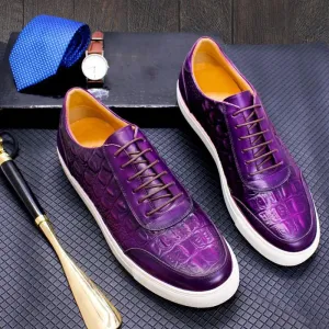 Luxury purple casual leather shoes men's cowhand shoes