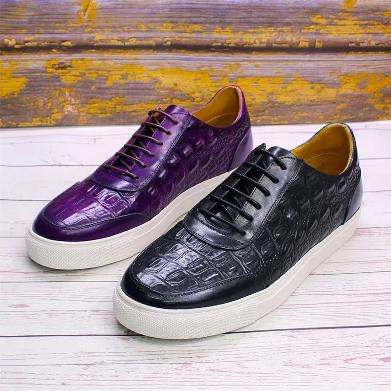 Luxury purple casual leather shoes men's cowhand shoes