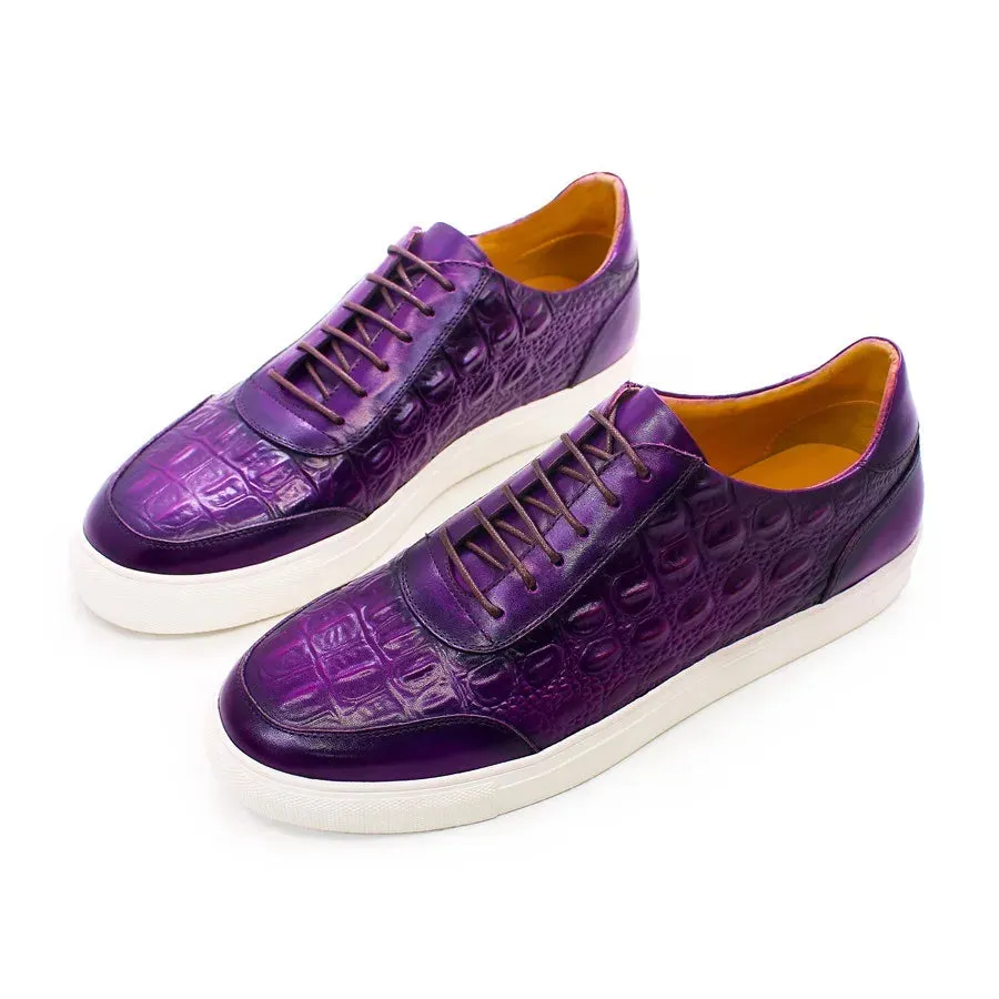 Luxury purple casual leather shoes men's cowhand shoes