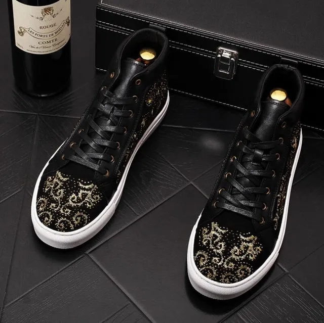 male shoe, individual character high upper board shoe,thick sole ankle shoes luxury bright piece shoes