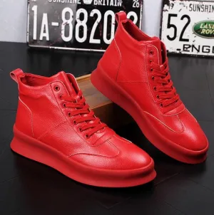 male shoe, individual character high upper board shoe,thick sole ankle shoes luxury bright piece shoes