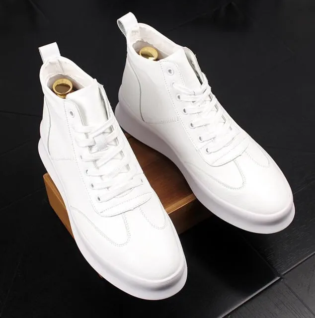 male shoe, individual character high upper board shoe,thick sole ankle shoes luxury bright piece shoes