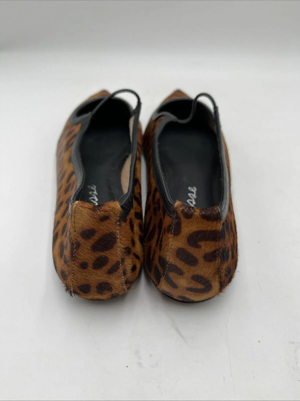 Matisse Fleur Leopard Hair Calf Pointed Toe Ballet Flats Brown Size 10M - Like New