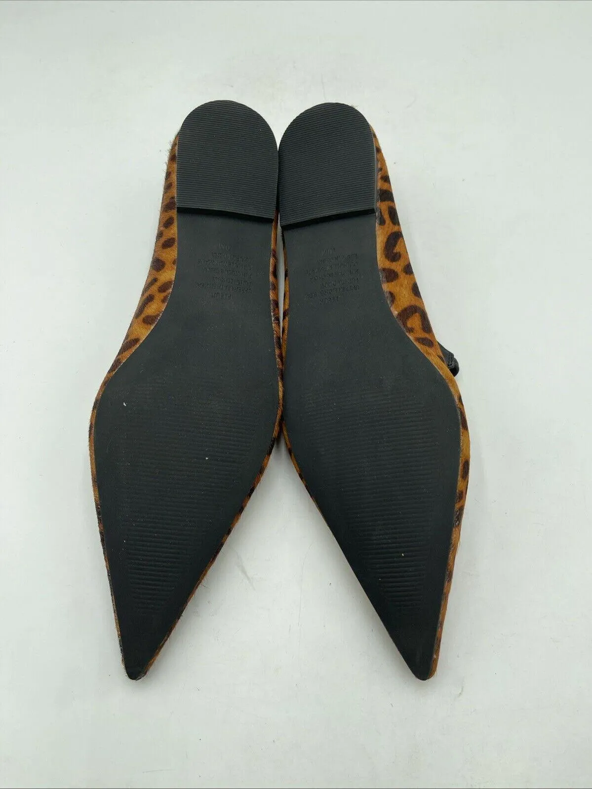 Matisse Fleur Leopard Hair Calf Pointed Toe Ballet Flats Brown Size 10M - Like New
