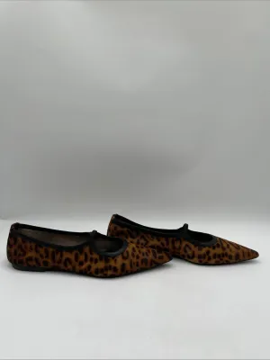 Matisse Fleur Leopard Hair Calf Pointed Toe Ballet Flats Brown Size 10M - Like New