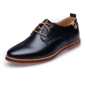 Men Leather Shoes Casual Leather Lace-up Shoes Black Brown Flat Leather Loafers Oxford shoes Plus size 45,46,47