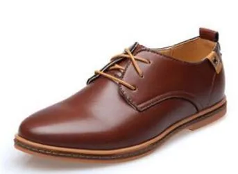 Men Leather Shoes Casual Leather Lace-up Shoes Black Brown Flat Leather Loafers Oxford shoes Plus size 45,46,47