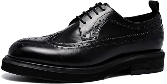 Men's Brogue Wingtip Derby Black Brown Tan