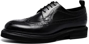 Men's Brogue Wingtip Derby Black Brown Tan