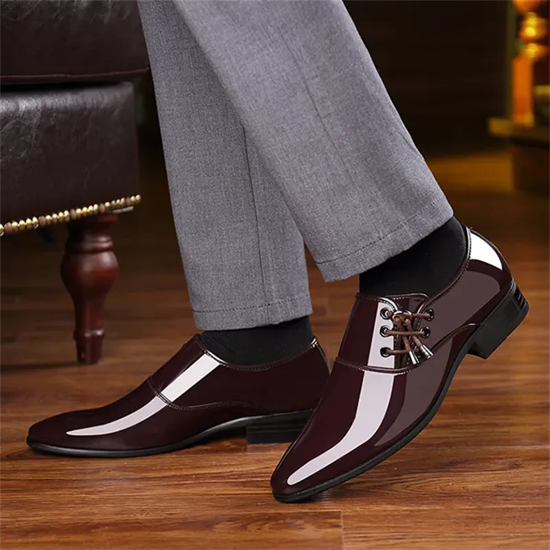 Men's Classic Lace-Up Patent Leather Dress Shoes