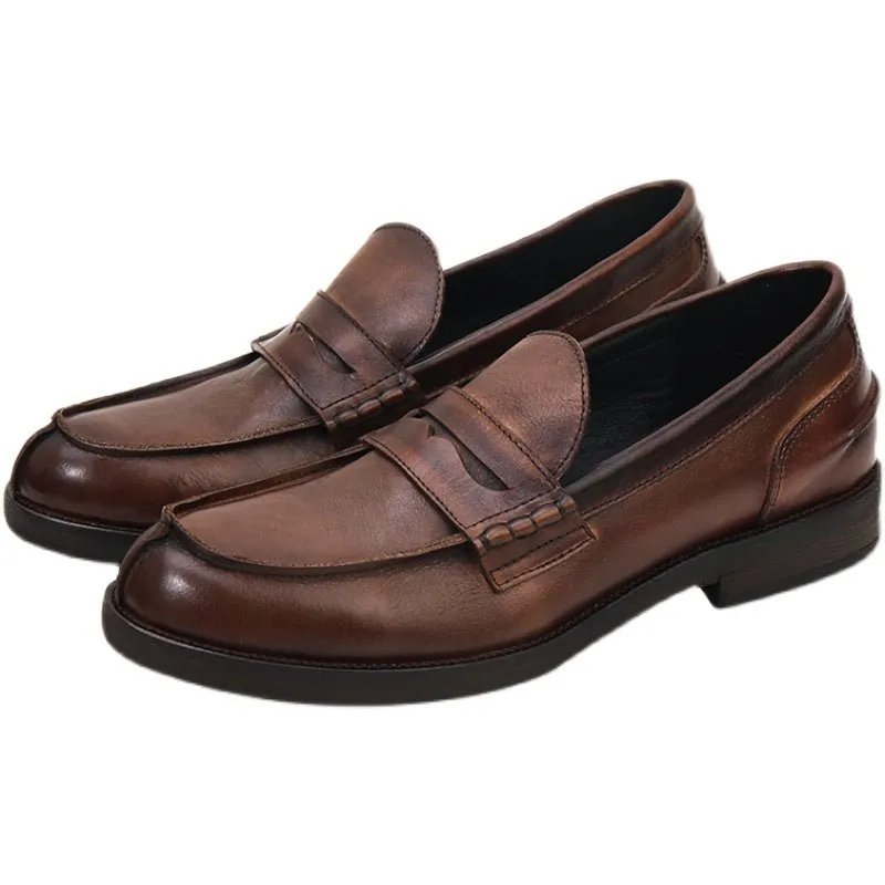 Men's genuine leather retro trend loafers