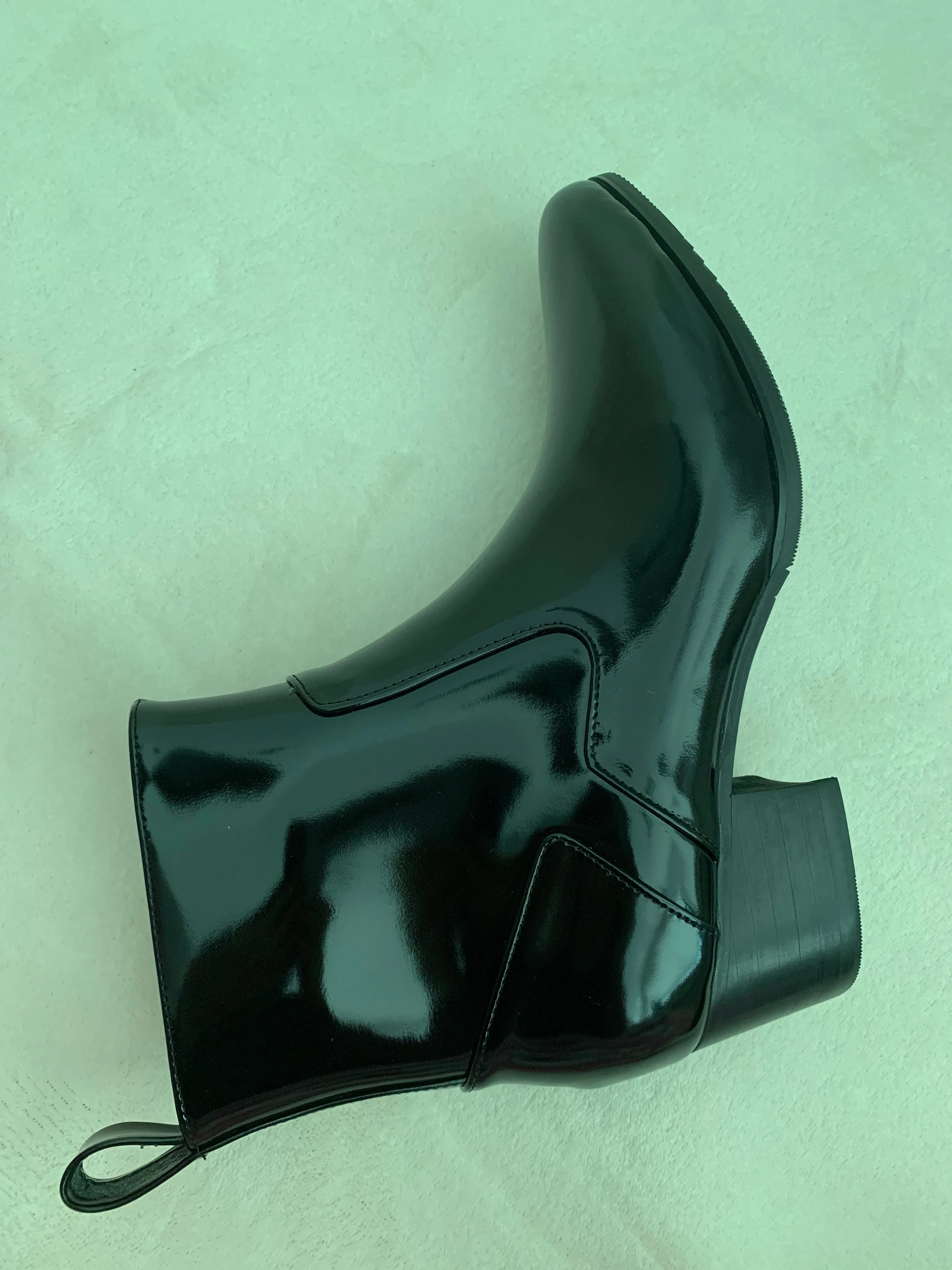 Men's high heels pointed toe suede warm work ankle boots