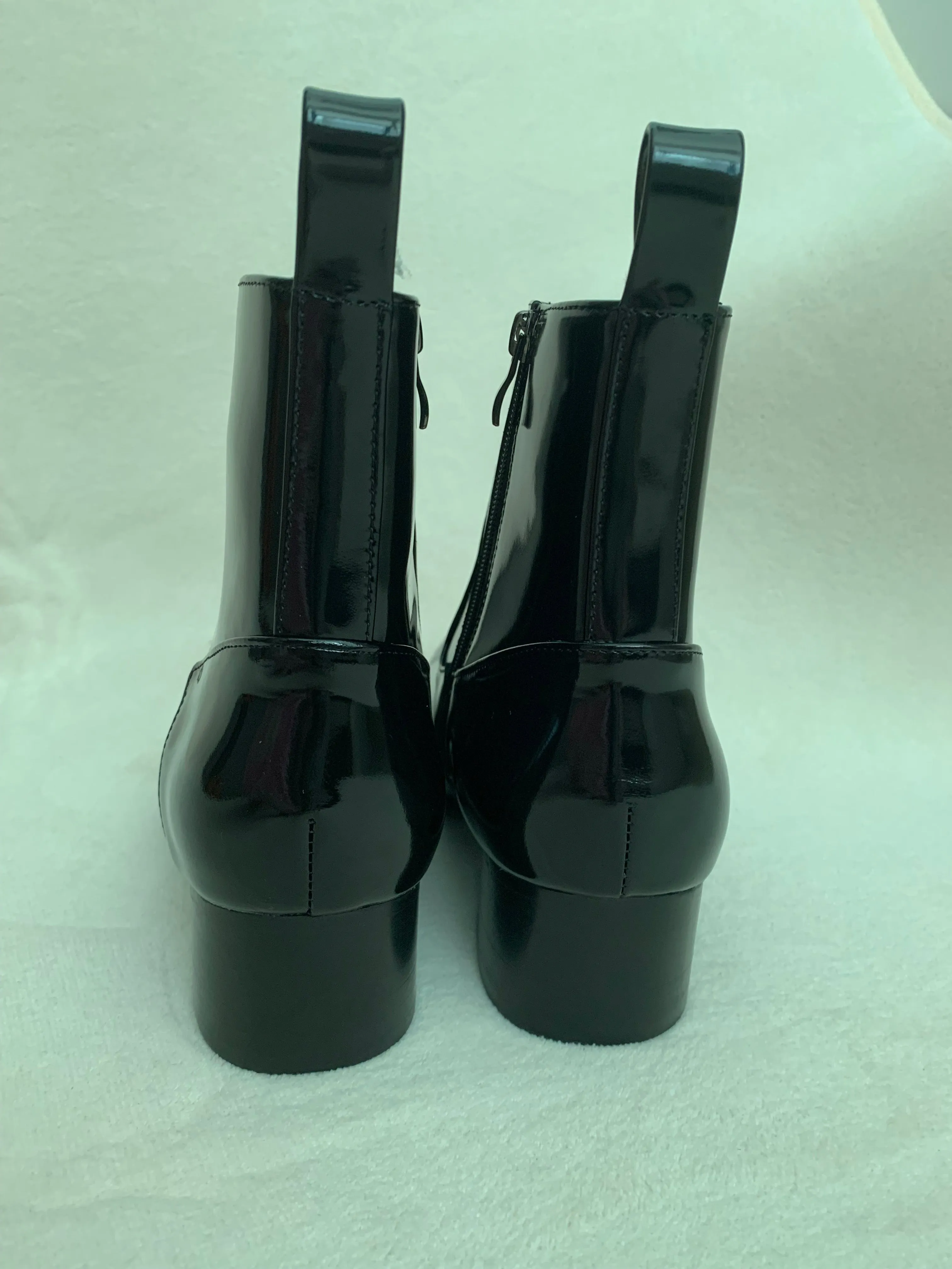 Men's high heels pointed toe suede warm work ankle boots