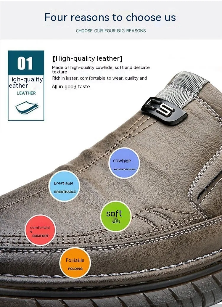 Men's Leather Shoes Breathable Beef Tendon Soft Bottom Everyday Joker Casual Shoes
