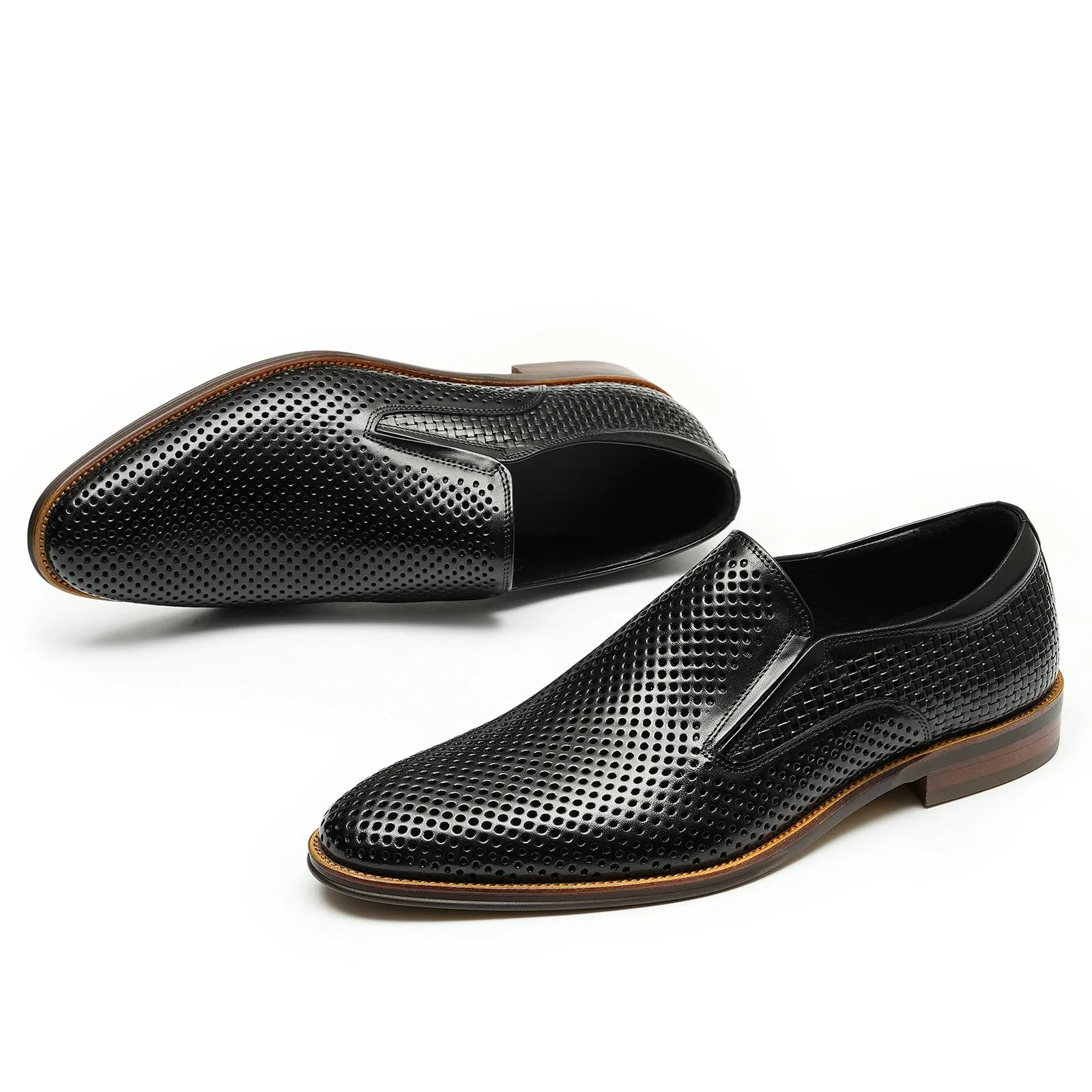 Men's Leather Shoes Hollow out Leather Men's Shoes Summer Pedal Business Casual Shoes Soft Bottom Breathable Pointed British Style Dress Shoes21317
