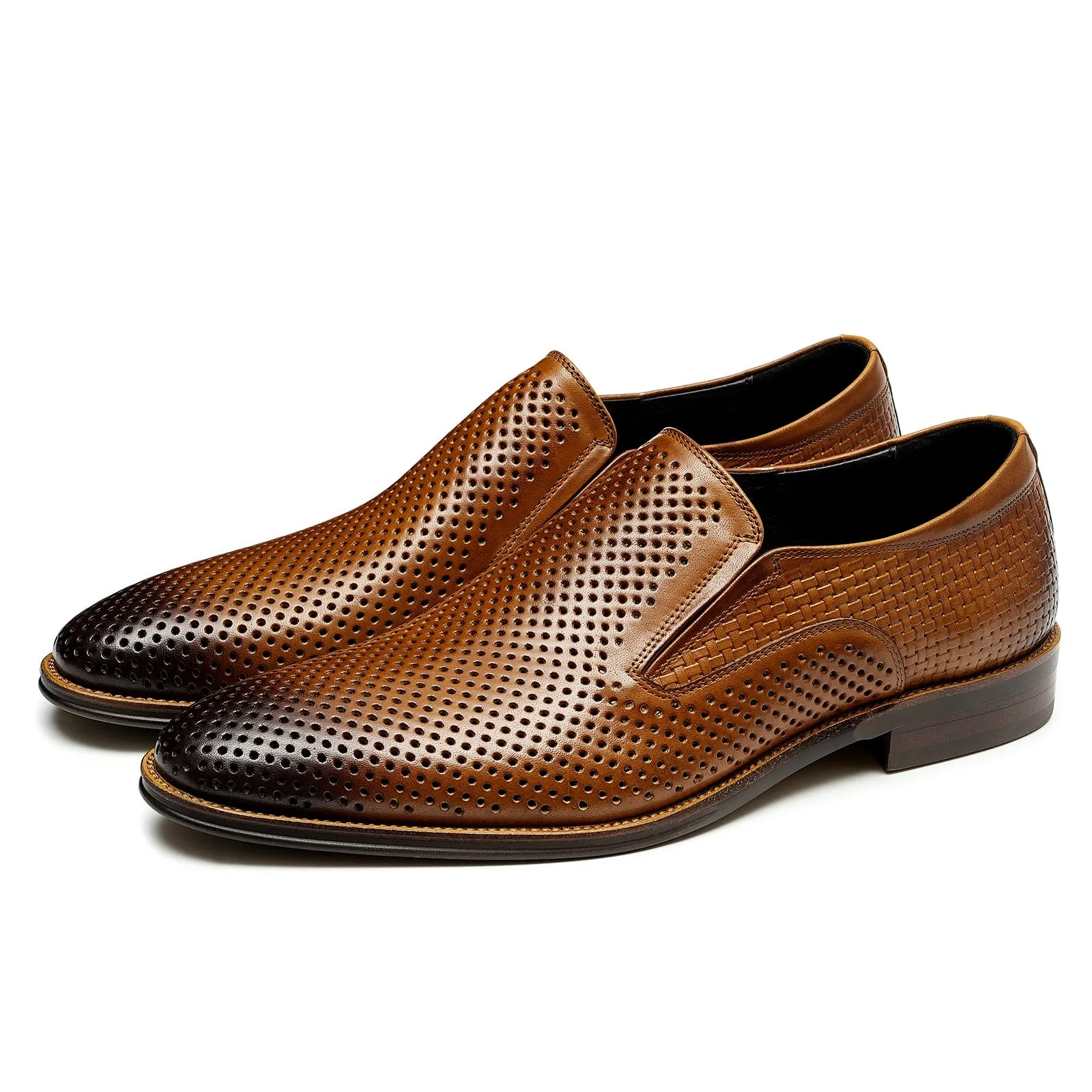 Men's Leather Shoes Hollow out Leather Men's Shoes Summer Pedal Business Casual Shoes Soft Bottom Breathable Pointed British Style Dress Shoes21317