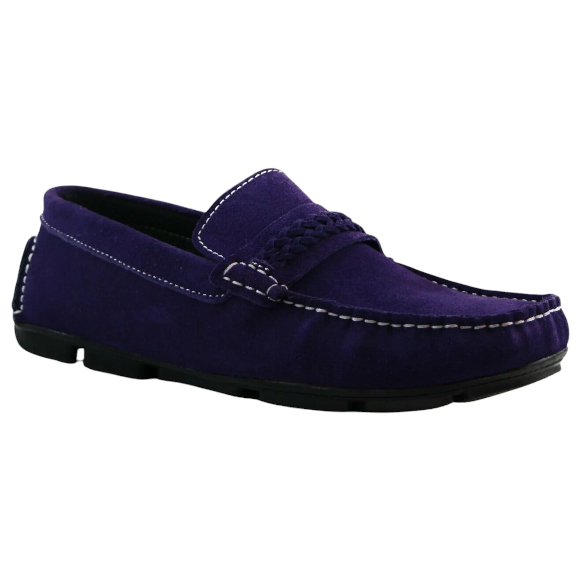 Mens Zasel Cruze Purple Suede Leather Casual Boat Deck Loafers Shoes