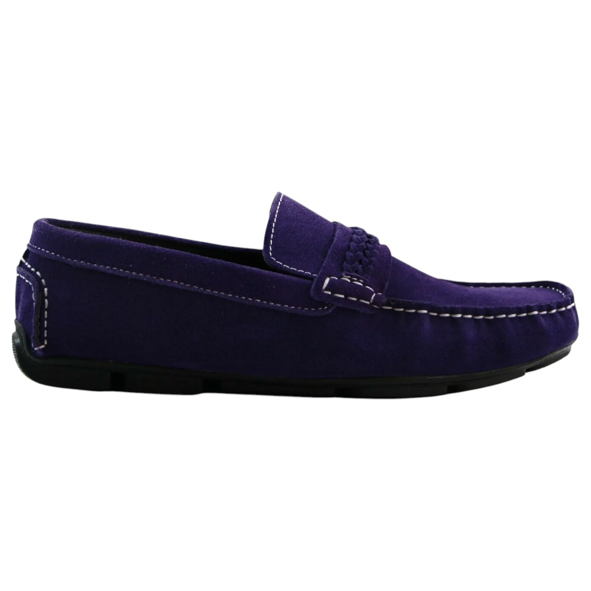 Mens Zasel Cruze Purple Suede Leather Casual Boat Deck Loafers Shoes