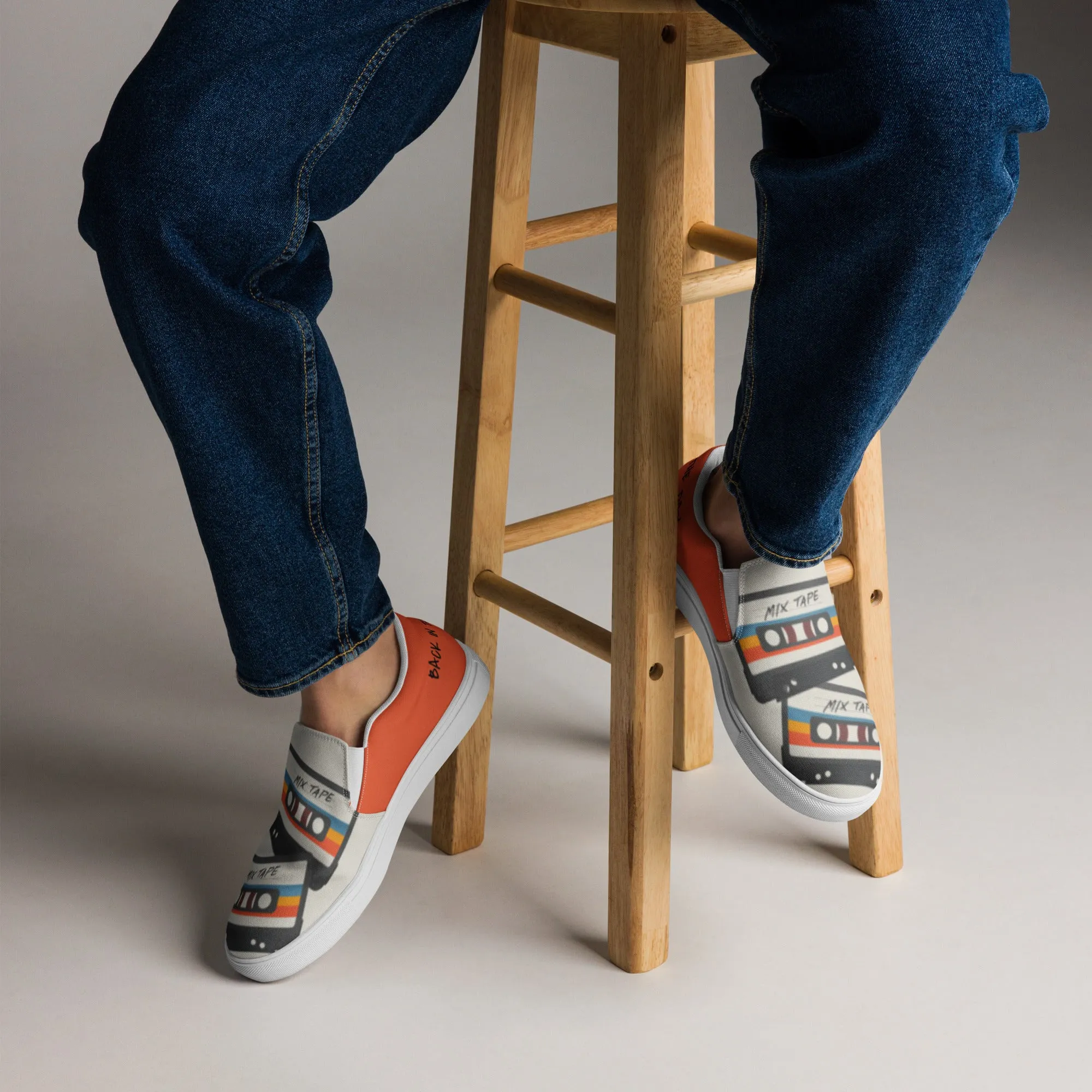 Mixed Tape - Men's Canvas Slip-On Sneakers