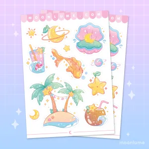 Moon Island - matte vinyl sticker sheet
