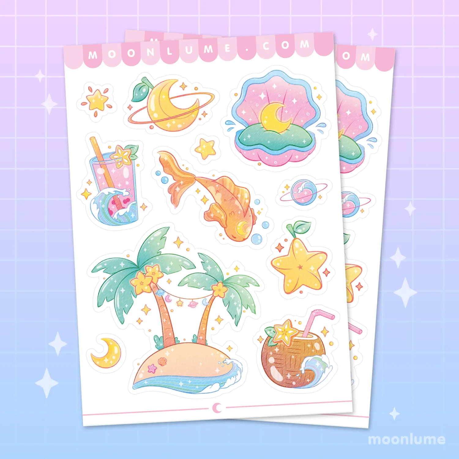 Moon Island - matte vinyl sticker sheet