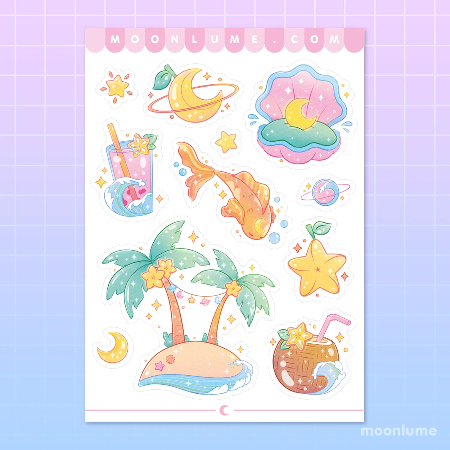 Moon Island - matte vinyl sticker sheet
