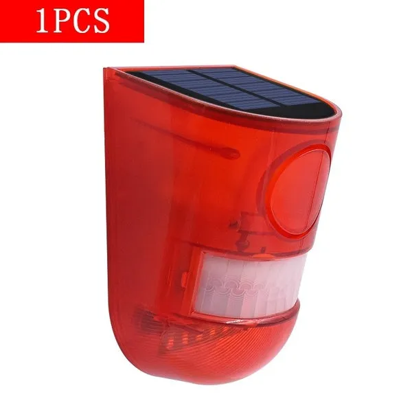 Motion Sensor Alarm Light 110db 6 LED Solar Lamp Waterproof Warning Lights Sound