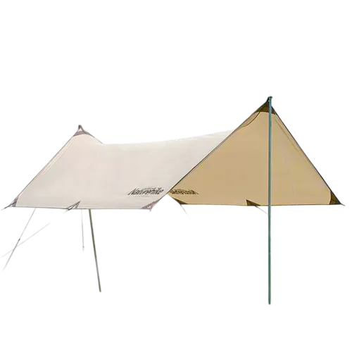 Naturehike - Girder Shelter Tarp With 2 Poles Quicksand (Large-Square3*5m) - Gold - (B-STOCK)