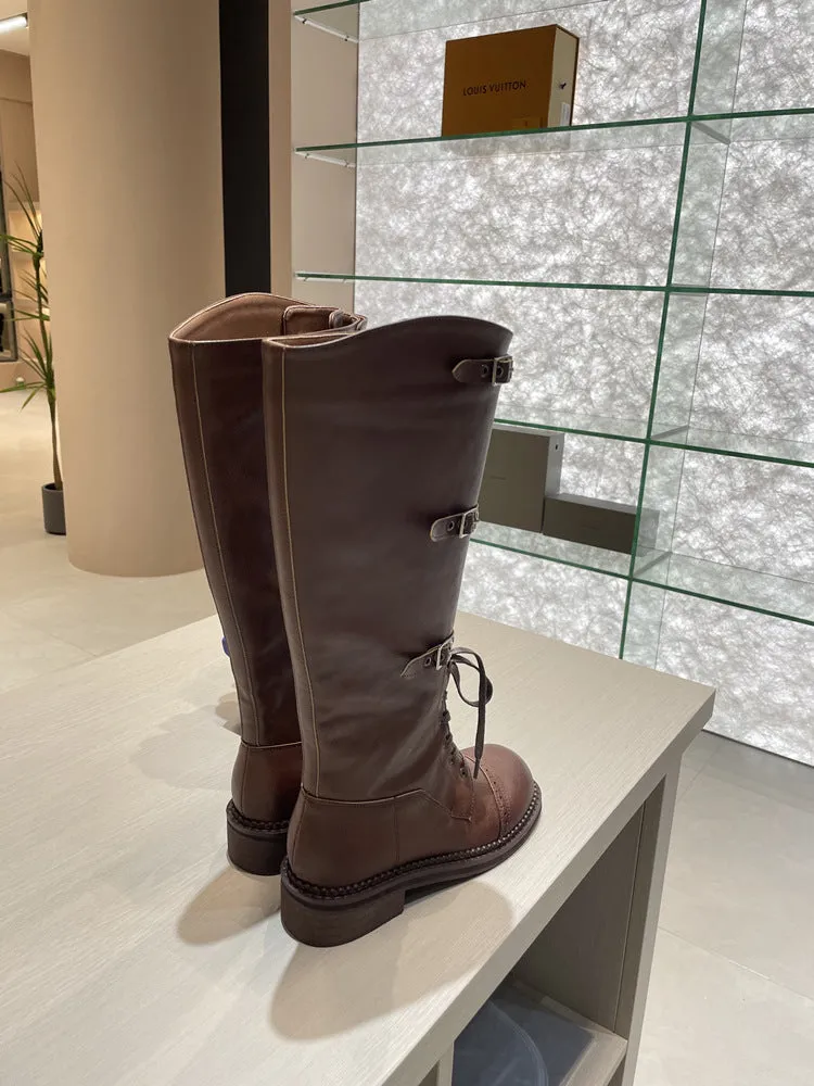 NEW & INSTOCK - Korean Style New Knee-High Buckle-Up and Lace-Up Knight Boots