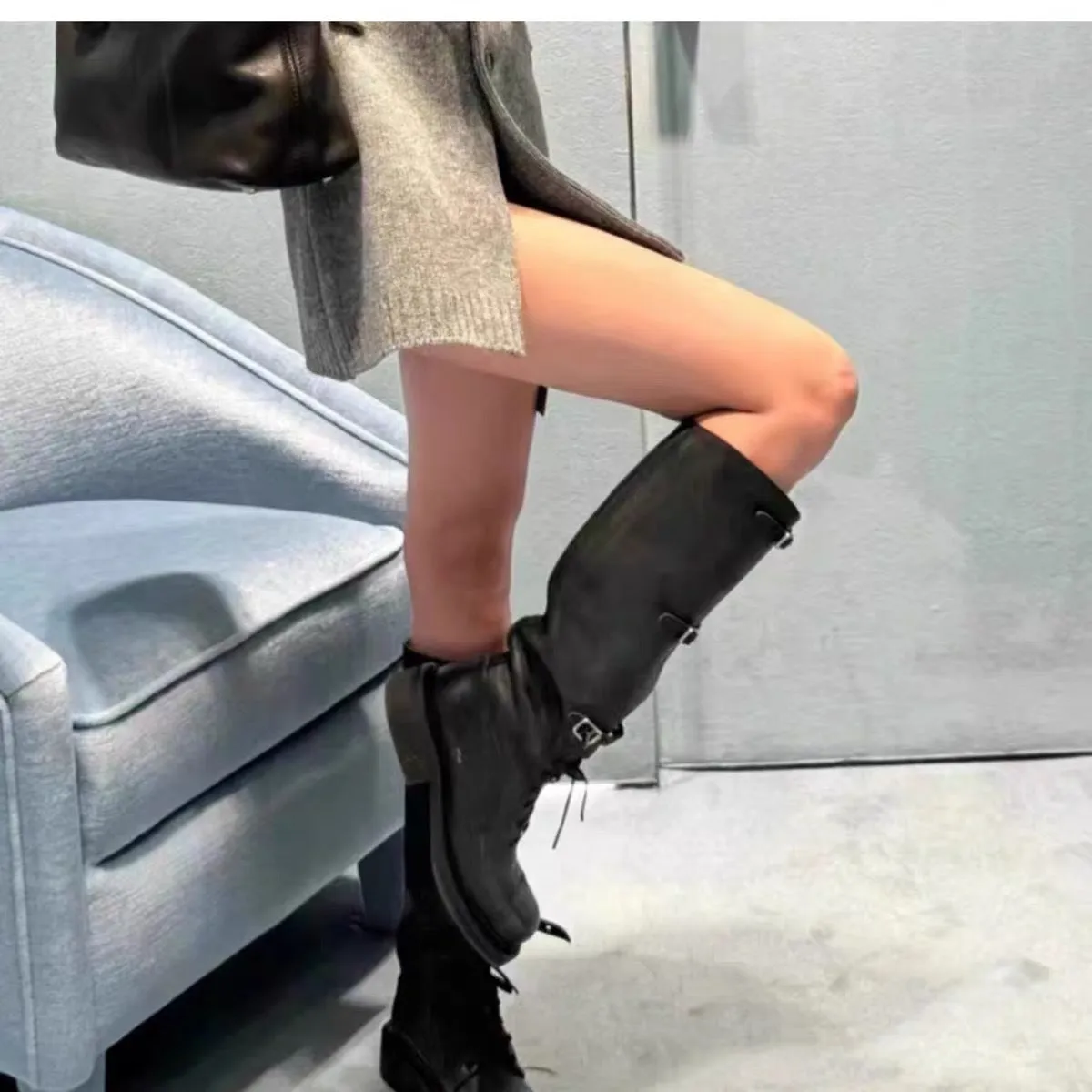 NEW & INSTOCK - Korean Style New Knee-High Buckle-Up and Lace-Up Knight Boots