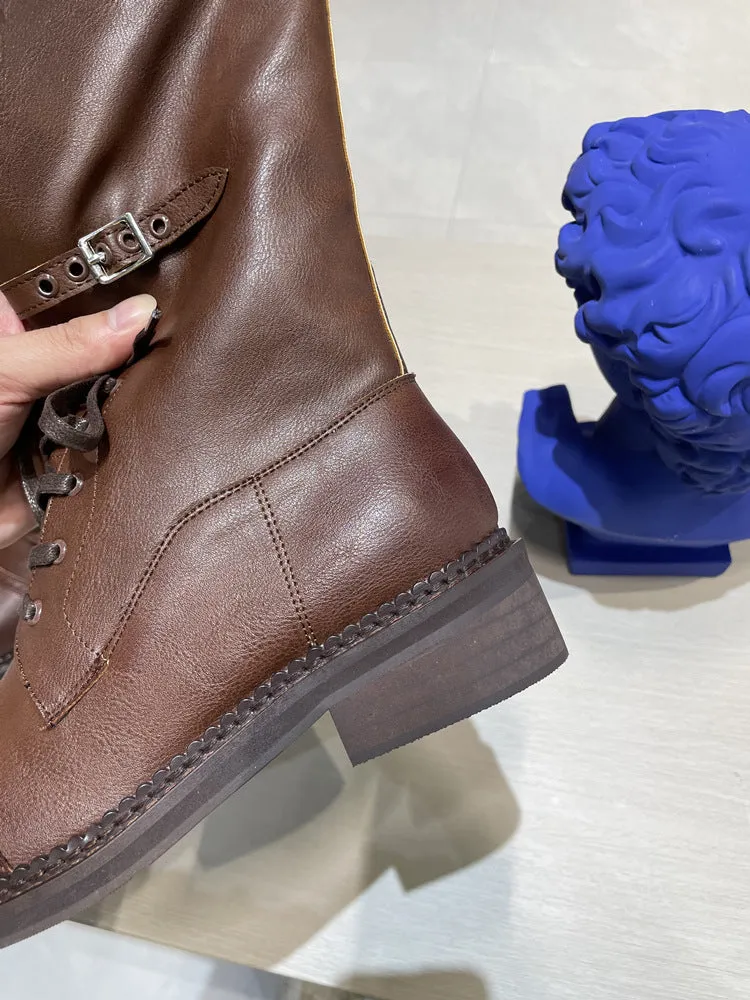 NEW & INSTOCK - Korean Style New Knee-High Buckle-Up and Lace-Up Knight Boots