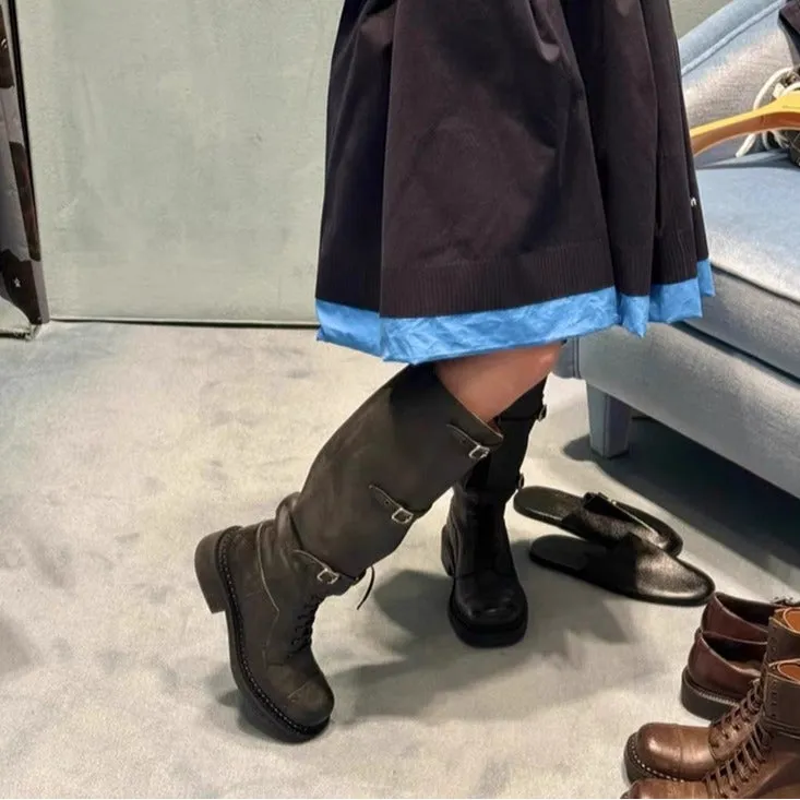 NEW & INSTOCK - Korean Style New Knee-High Buckle-Up and Lace-Up Knight Boots