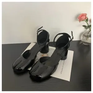 New Fashion Chunky Heel Sandals for Women Party Dress Shoes Split Toe Pumps Ankle Strap Sandal Shoes