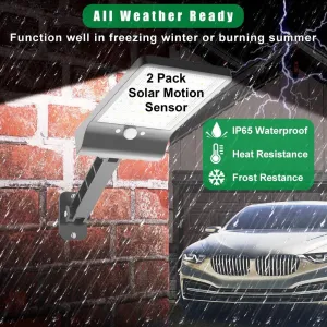 New highydroLED [Pack of 2] Solar Lights Outdoor with Remote and Color Temperature Adjustment 2700K to 6000K, 48LED Solar Motion Sensor Light with 3 Modes,Waterproof IP65 Night Light for Garden Patio Yard
