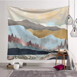 NEW ZHH Sun and Mountain Natural Landscape 3D Printed Multi-Functional Tapestry! Great as a Wall Hanging, Elegant Bedspread, Beach Blanket, Tablecloth etc. 59"x 51"
