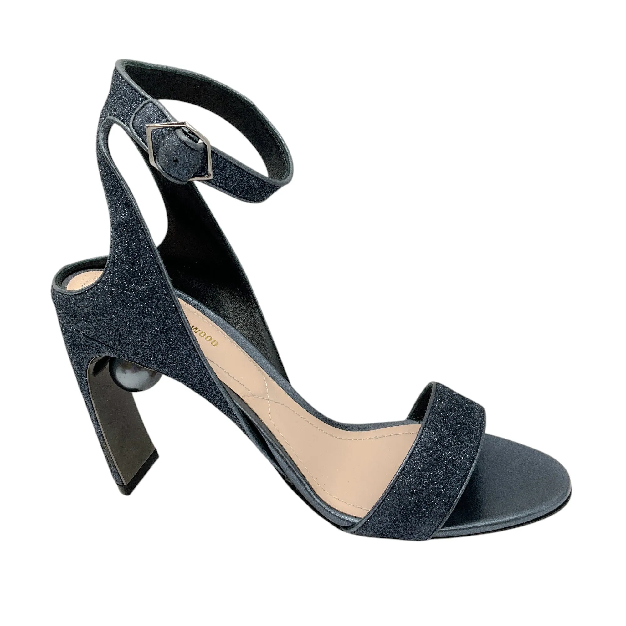 Nicholas Kirkwood Navy Metallic Glitter Ankle Strap Sandals