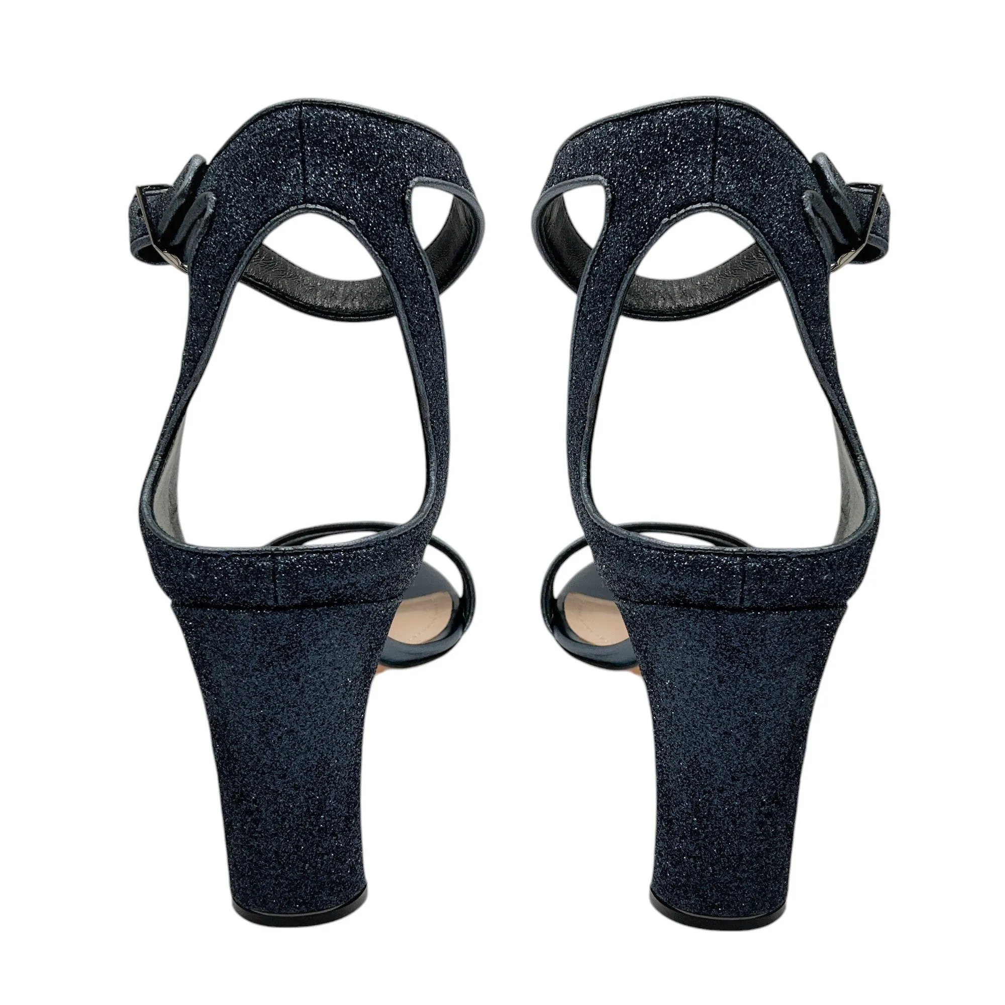 Nicholas Kirkwood Navy Metallic Glitter Ankle Strap Sandals