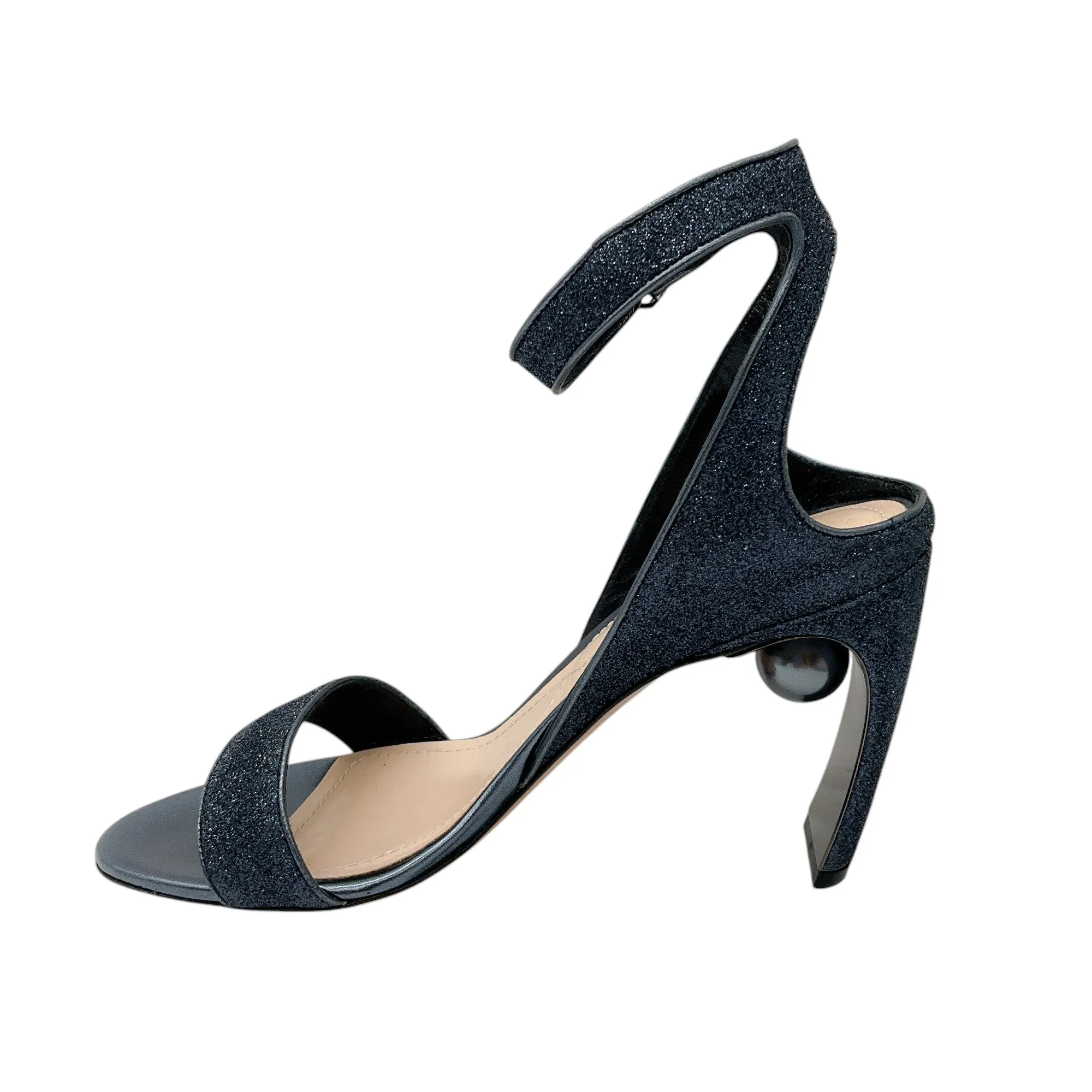 Nicholas Kirkwood Navy Metallic Glitter Ankle Strap Sandals